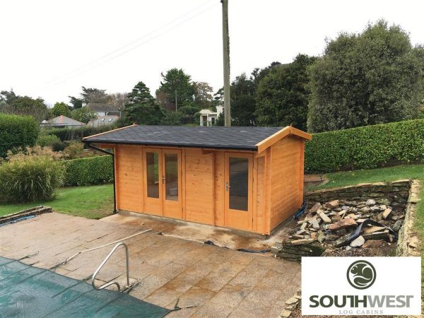 Pool house log cabin in St Mawes, Cornwall